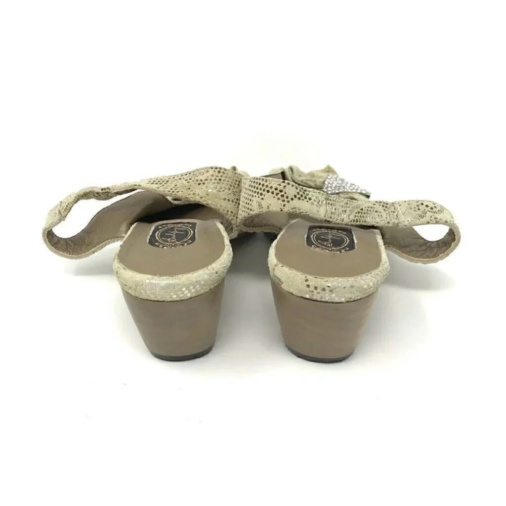 Salpy Womens Slingback Shoes Heels Beige Leather 6